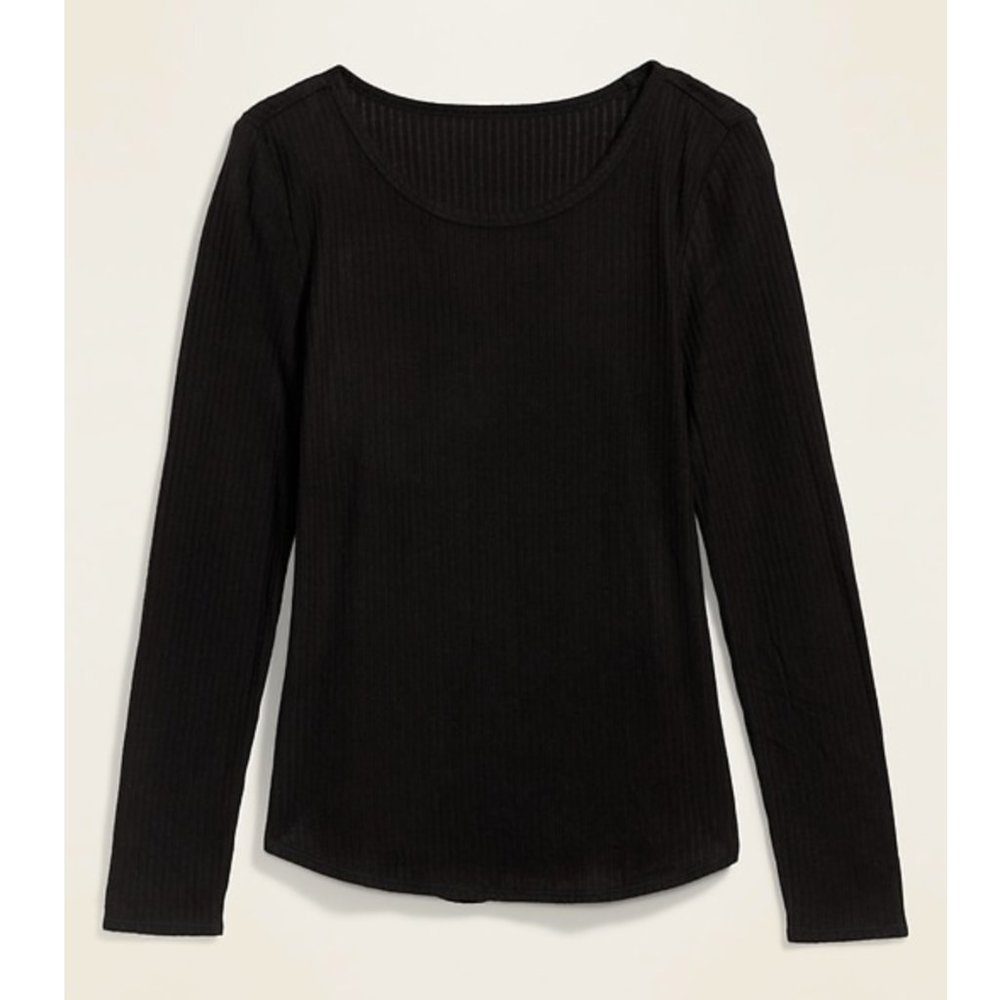 Old Navy Black Ribbed Long Sleeve Tee